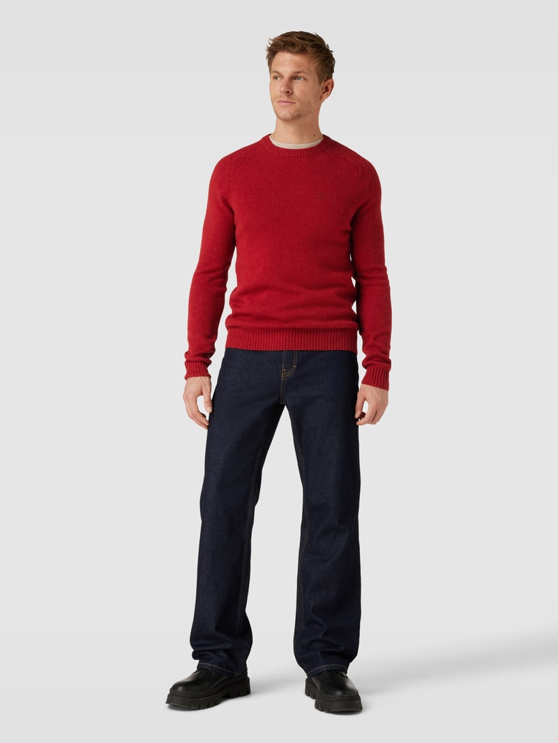 Strickpullover aus Lammwolle Modell 'TANGUY' in kirschrot meliert