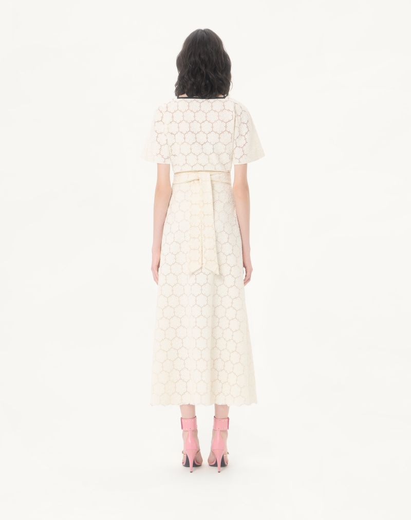 Vestido Midi Em Algodão Fleurs A' Jours