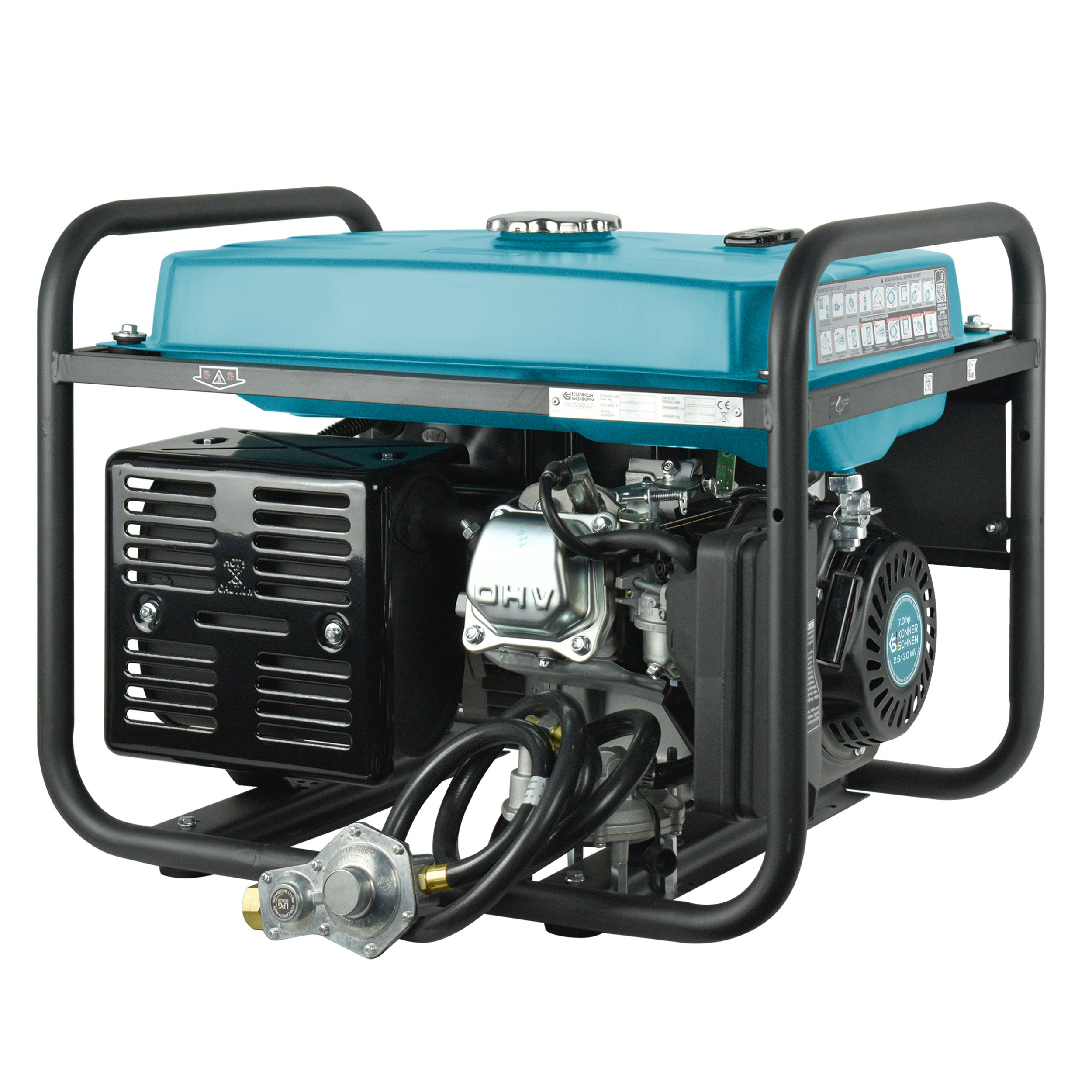 Könner & Söhnen Stromerzeuger KS 3000G, 3,00 in kW, (1-tlg., 4-Takt, Kupfer 2*16A), 230V Generator, für Kleinhaus, Garage oder Camping