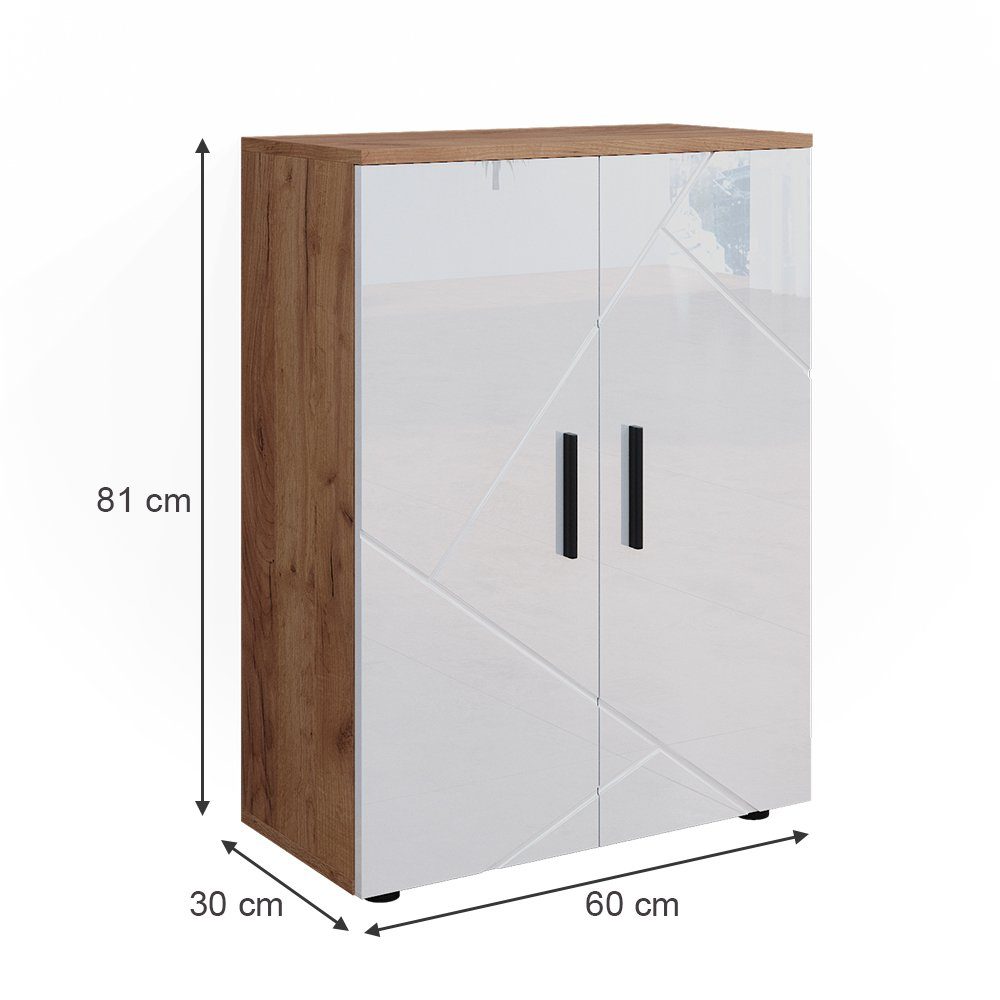 Vicco Badkommode Badschrank IRMA Goldkraft-Eiche/Weiß Hochglanz