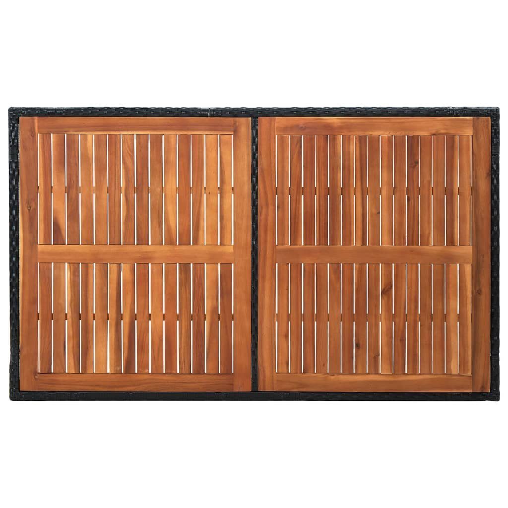 vidaXL Garten-Essgruppe 7-tlg. Garten-Essgruppe Poly Rattan Akazienholz Schwarz, (7-tlg)