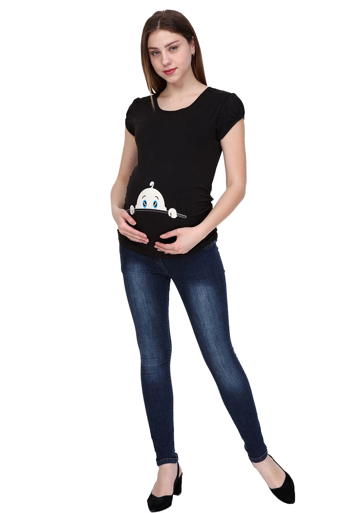 M.M.C. Umstandsshirt Neugieriges Baby mit Motiv