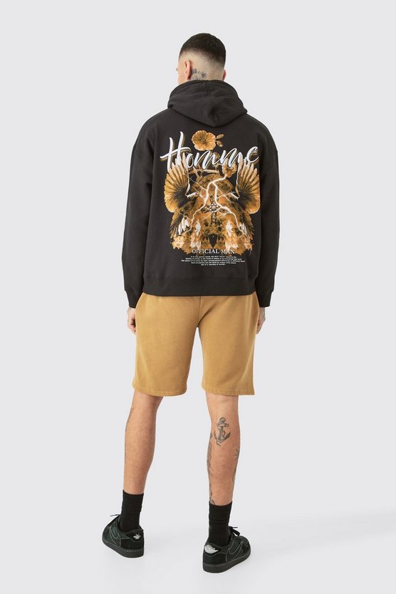 Tall lockere Jersey-Shorts mit Graffiti-Print