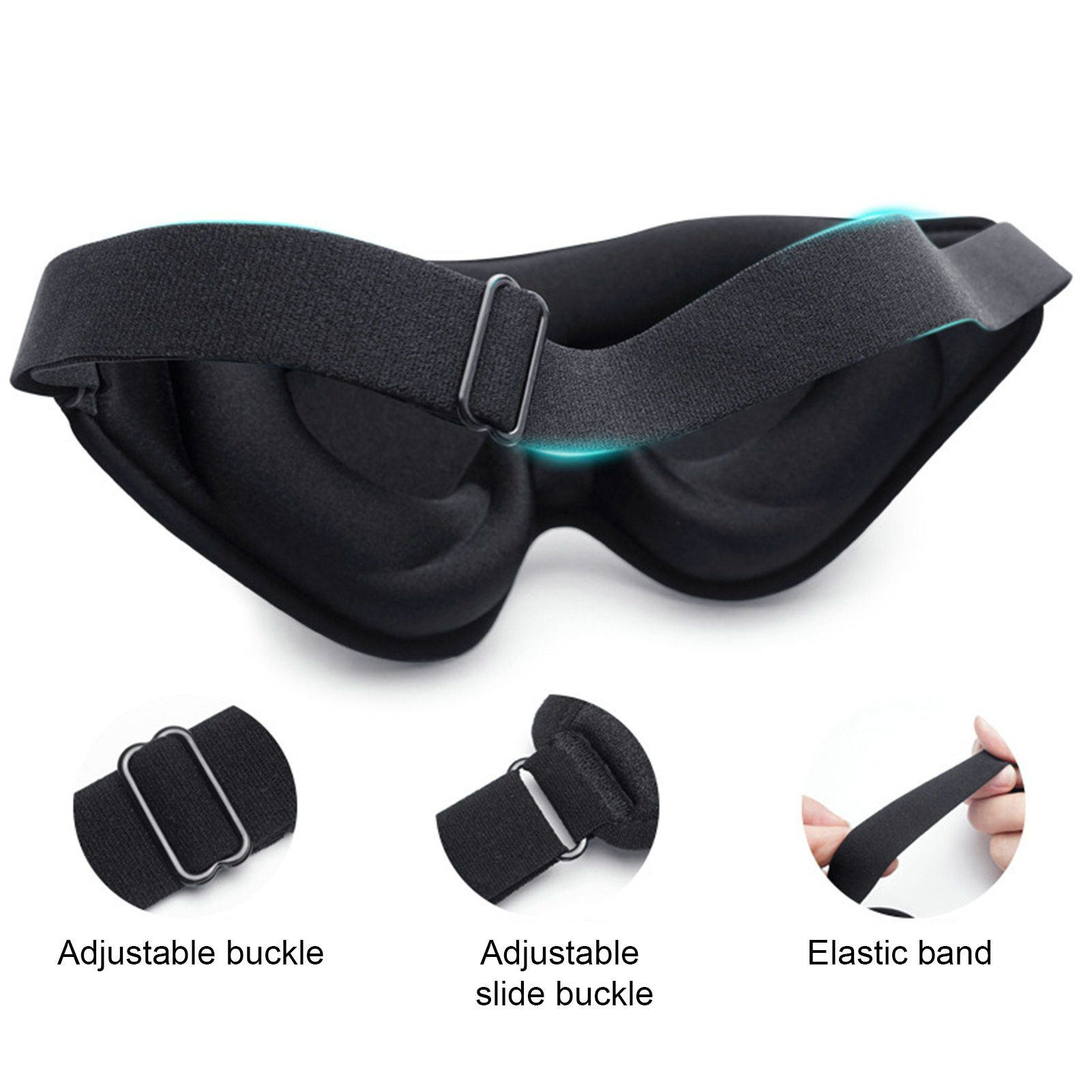 farfi Gesichtsmaske Unisex 3D verstellbare Verdunkelungs-Schlafaugenmaske, elastisch,einstellbar,atmungsaktiv,Schattierung