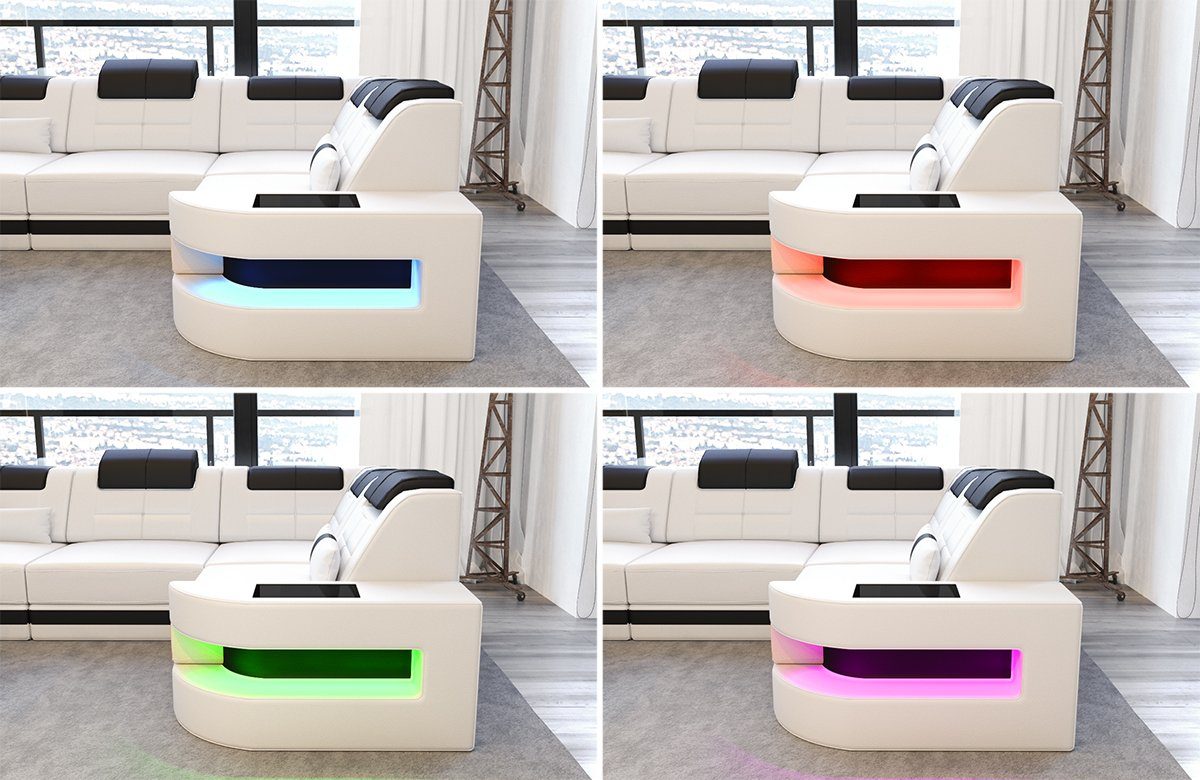 Sofa Dreams Ecksofa Leder Sofa Ledercouch Como L Form Ledersofa, Couch, mit LED, wahlweise mit Bettfunktion als Schlafsofa, Designersofa