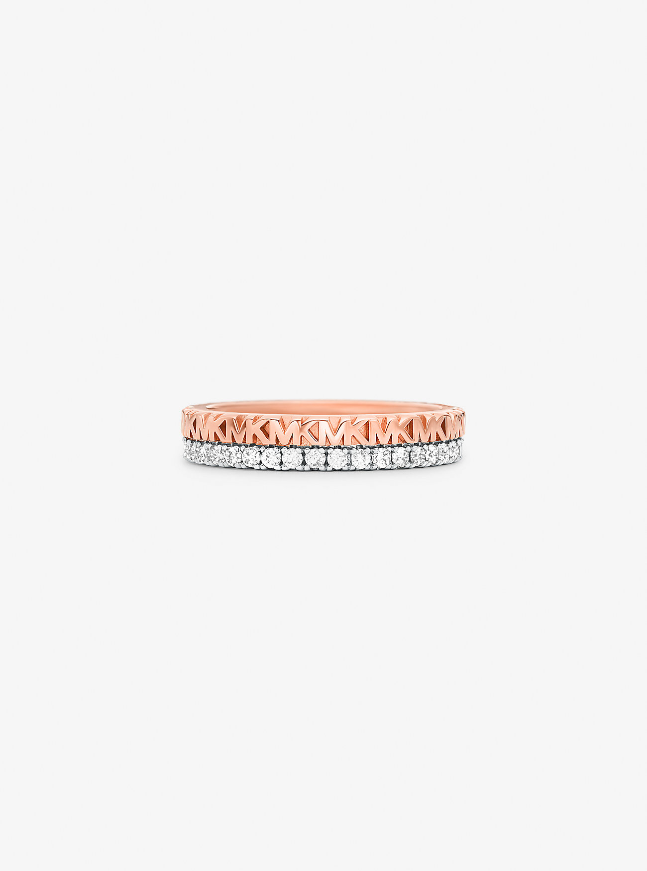 Ring med Pavé-logo i sterlingsølv belagt med edelmetall - ROSE GULL