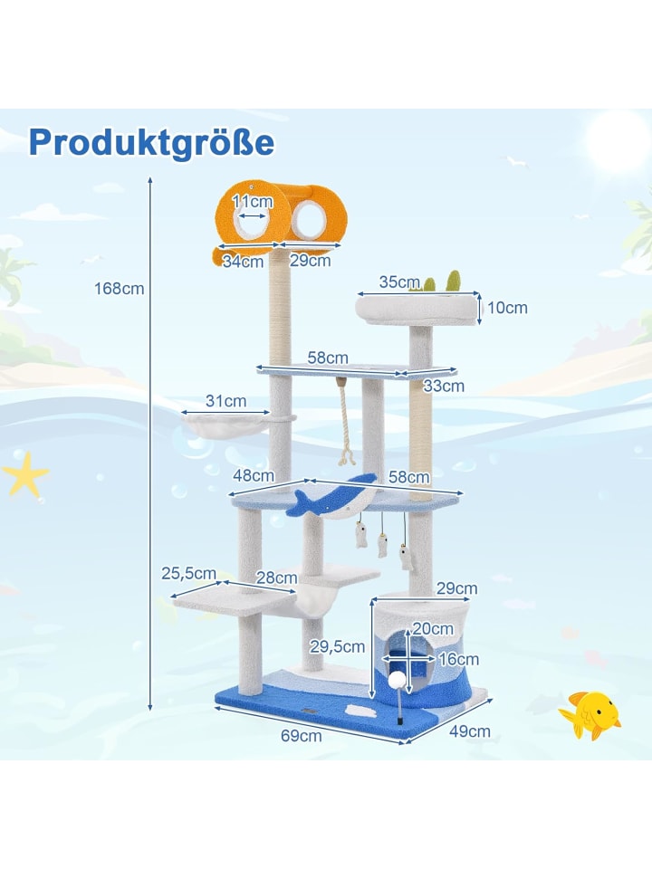 COSTWAY Kratzbaum 168cm in Blau günstig kaufen onesize