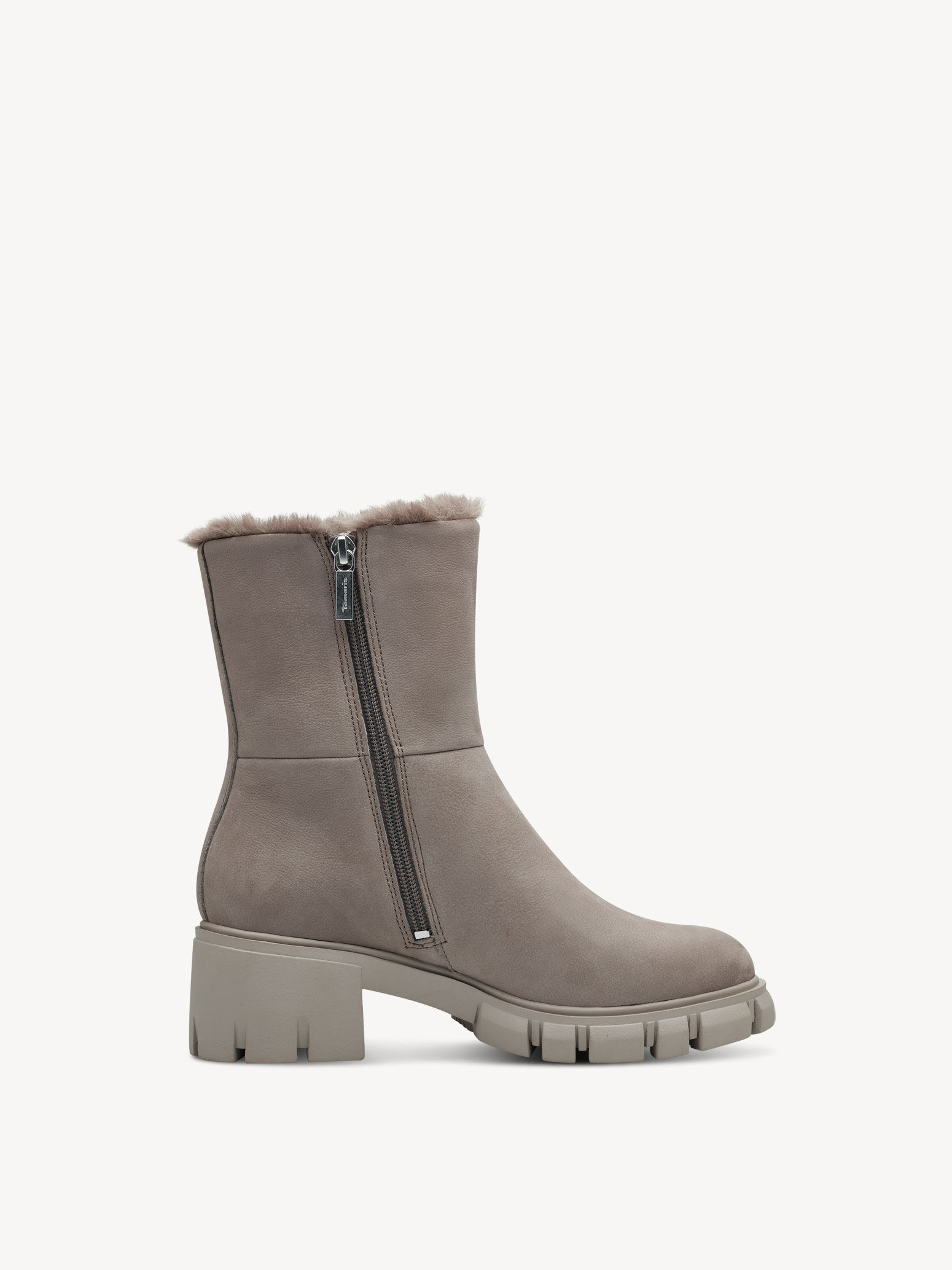 Bottine en cuir - beige doublure chaude