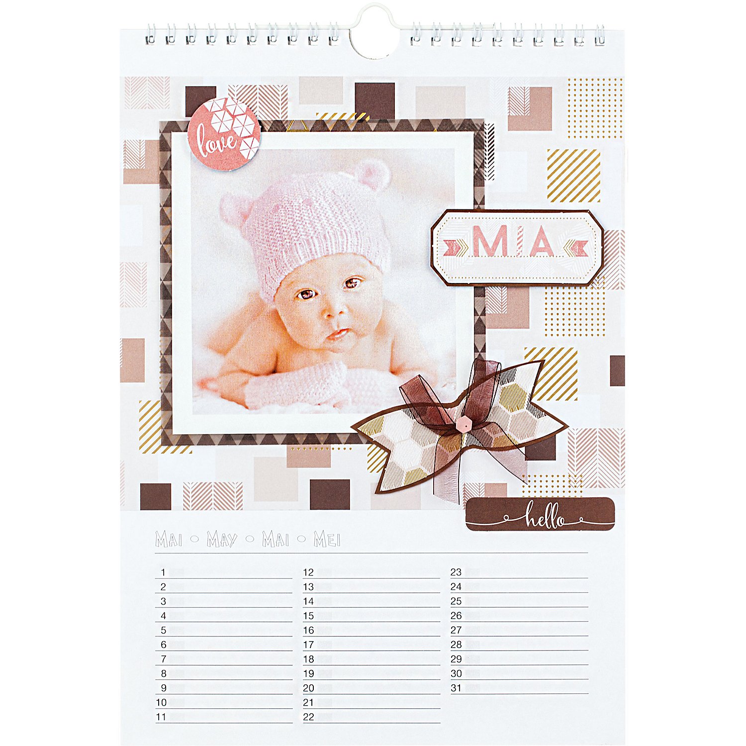 folia Bastel-Dauerkalender, weiß, 21 x 29,7 cm, 1 Stück