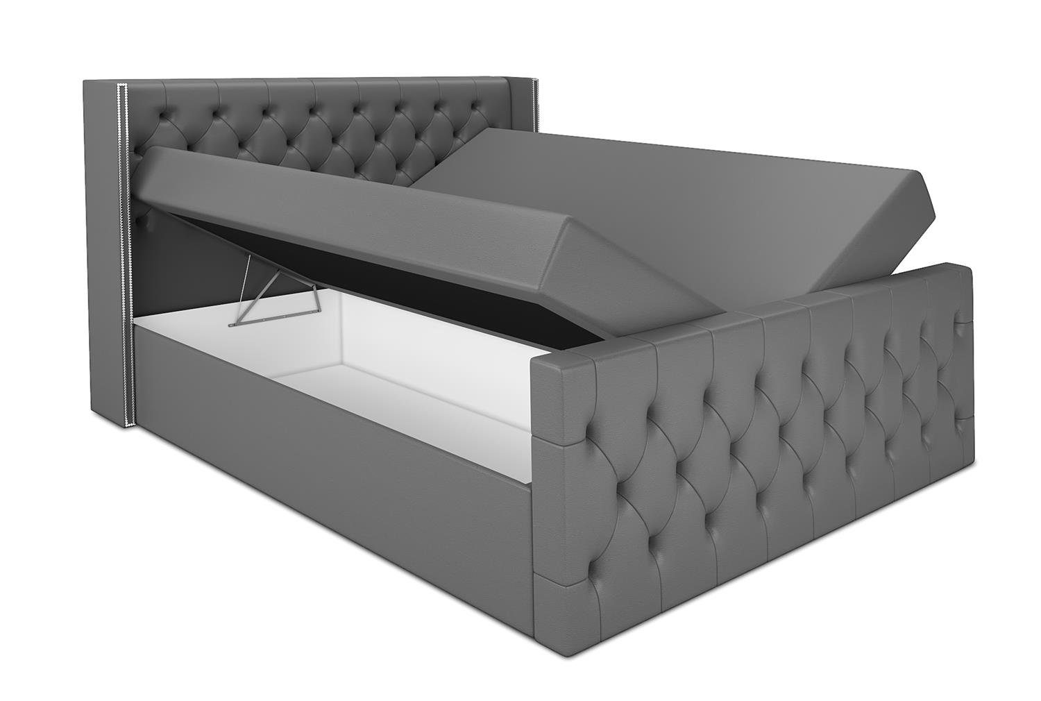 A&J MöbelLand GmbH Boxspringbett GRO mit 2 Bettkästen, Bonell-Matratze und Topper.