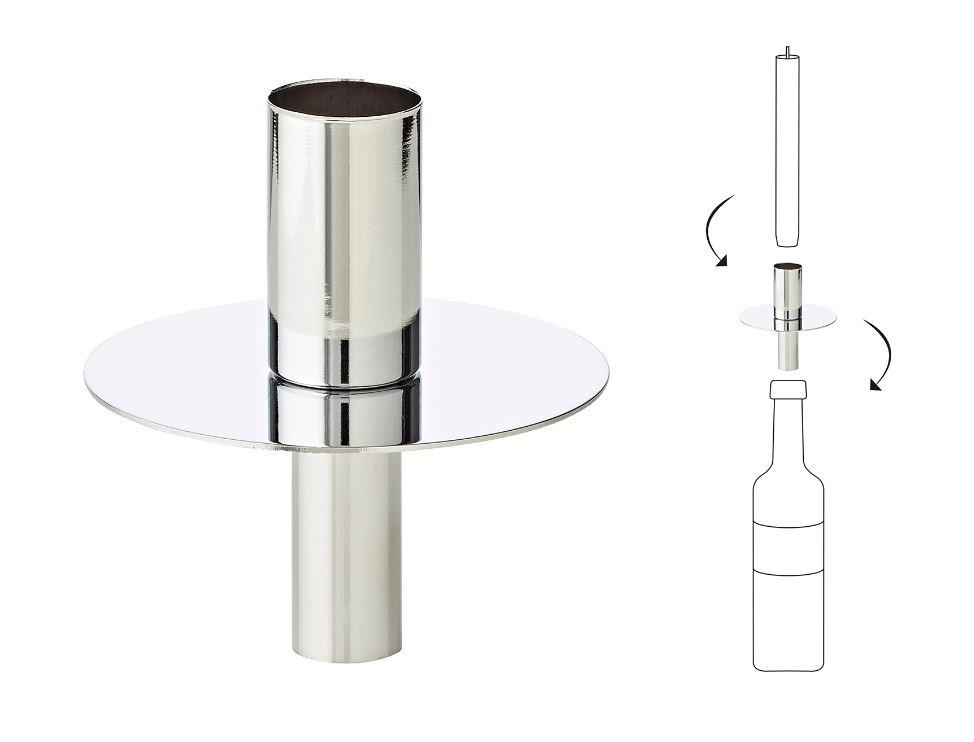 Candlestick - Weinflaschenaufsatz - Edelstahl versilbert