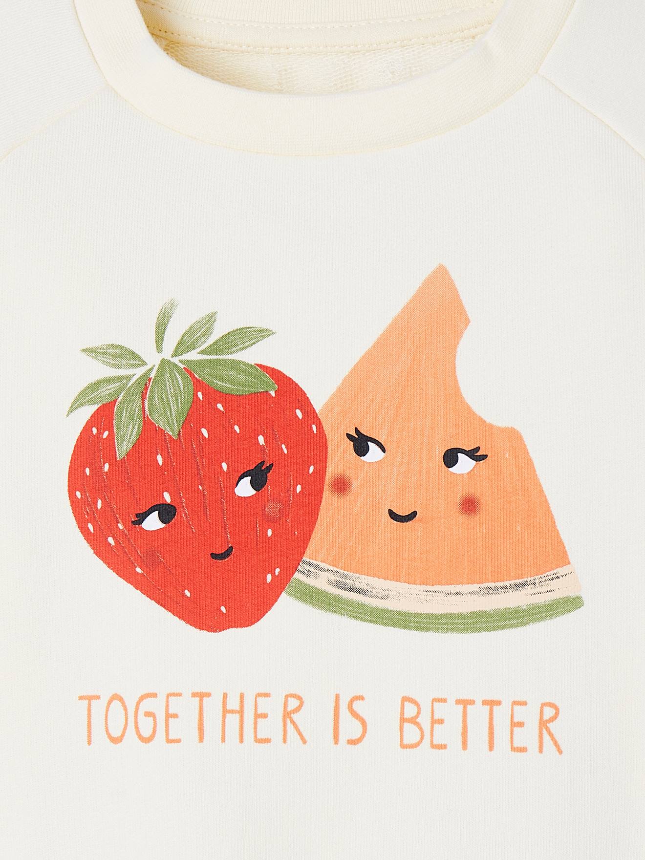 Sweat motifs fruits fille rose pâle
