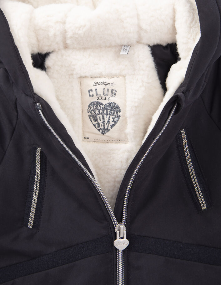 Parka marine fourrée à capuche bébé fille