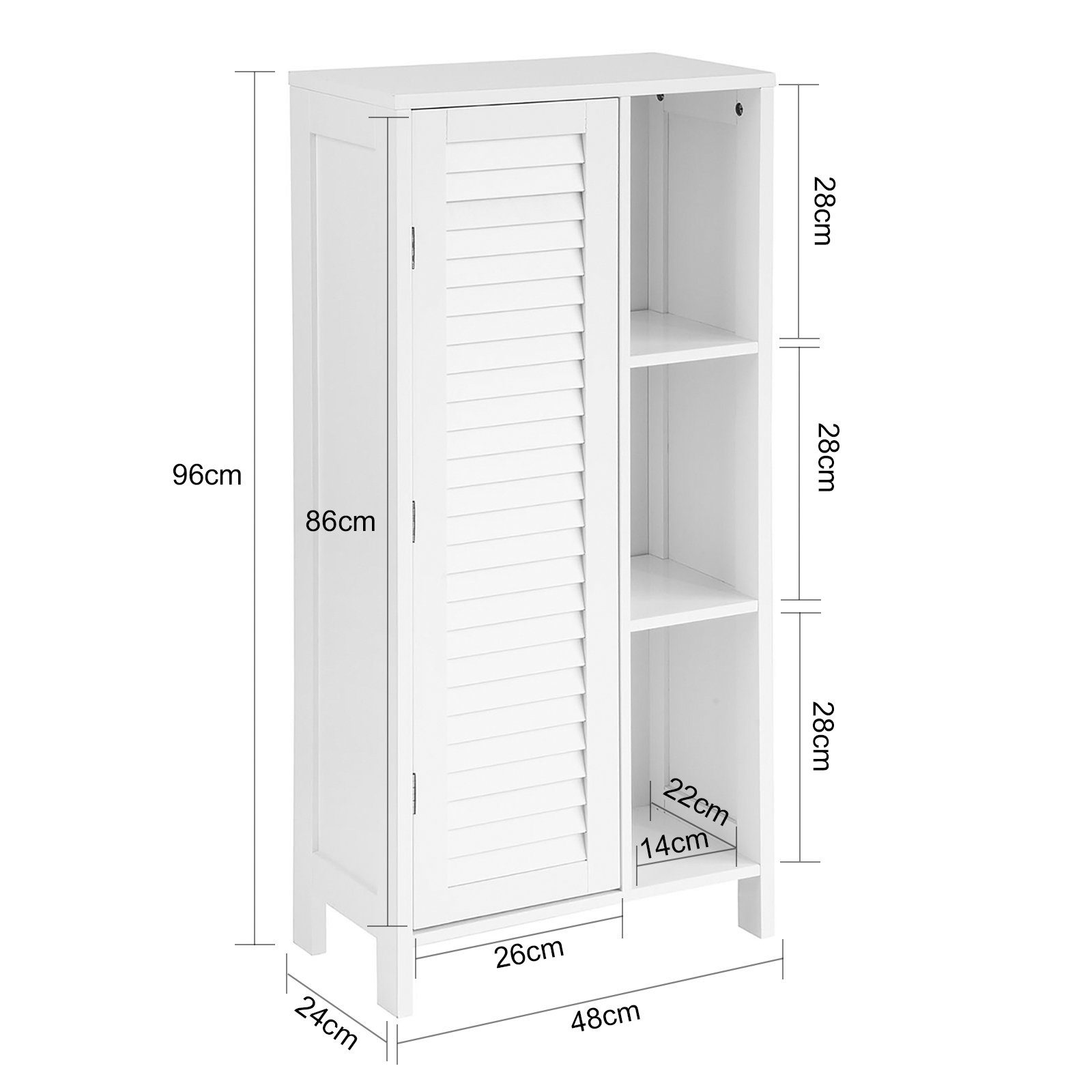 SoBuy Badkommode BZR39, Badschrank mit Lamellentür Badezimmerschrank Aufbewahrungsschrank
