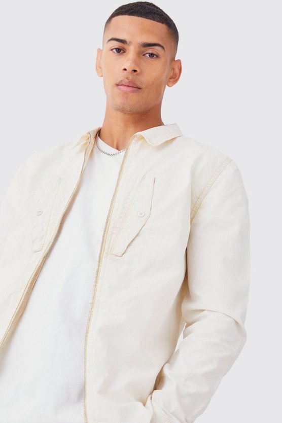 Langärmliges Twill Hemd mit Reißverschluss