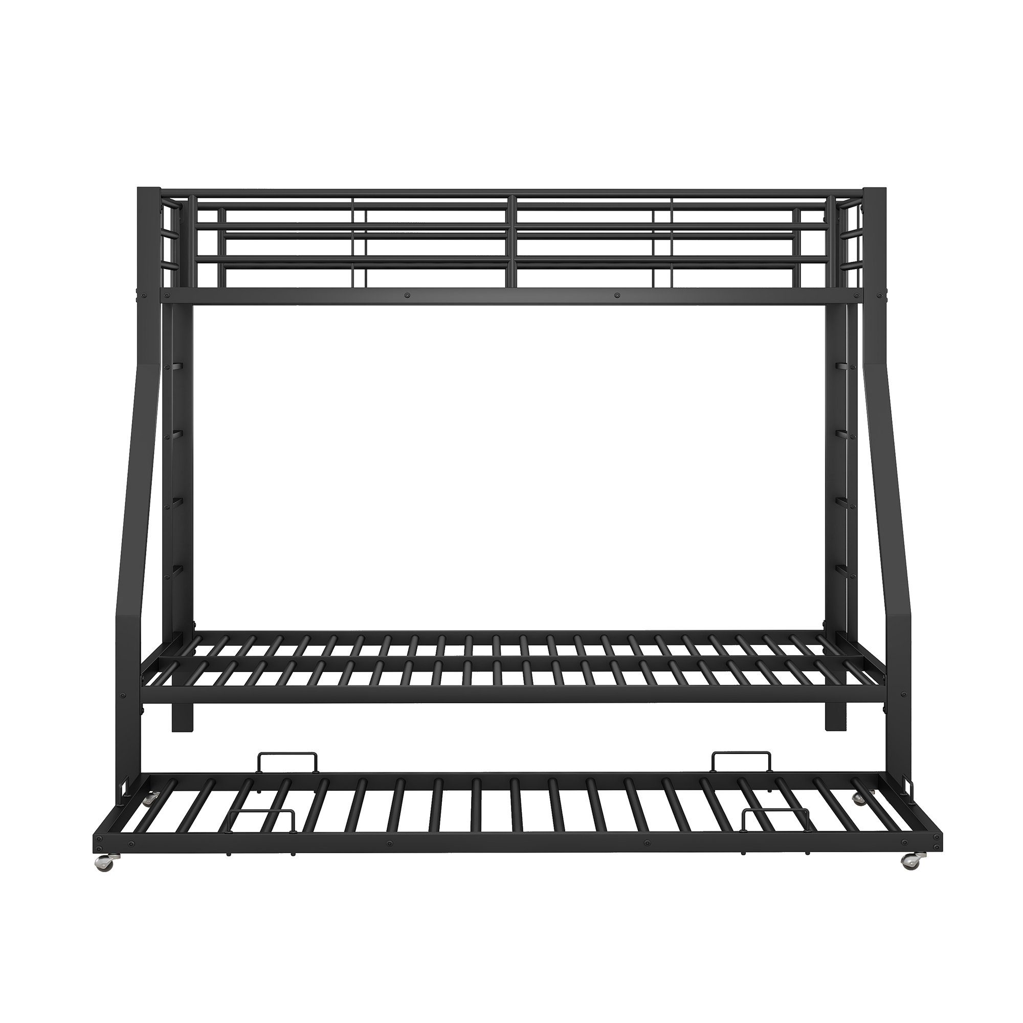 WISHDOR Kinderbett Einzelbett, Bett, Etagenbett, Metallbett mit ausziehbarem Bett (mit Leiter auf beiden Seiten für Kinder Jugendliche, Erwachsene, einfach zu montieren, 90(140)x200cm), Ohne Matratze