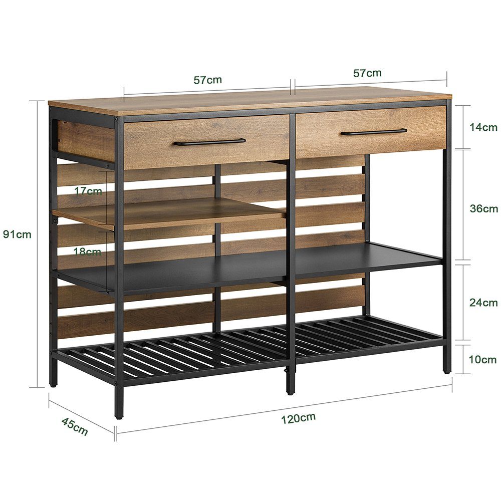SoBuy Küchenbuffet FSB85 Sideboard mit Schublade und Ablagen Kommode Küchenschrank Flurschrank