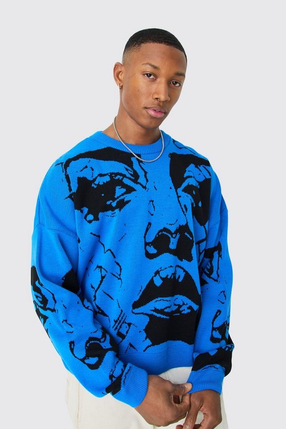 Kastiger Oversize Jacquard-Strickpullover