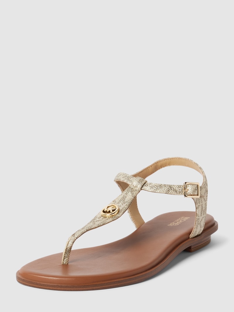 Zehentrenner mit Label-Applikation in gold