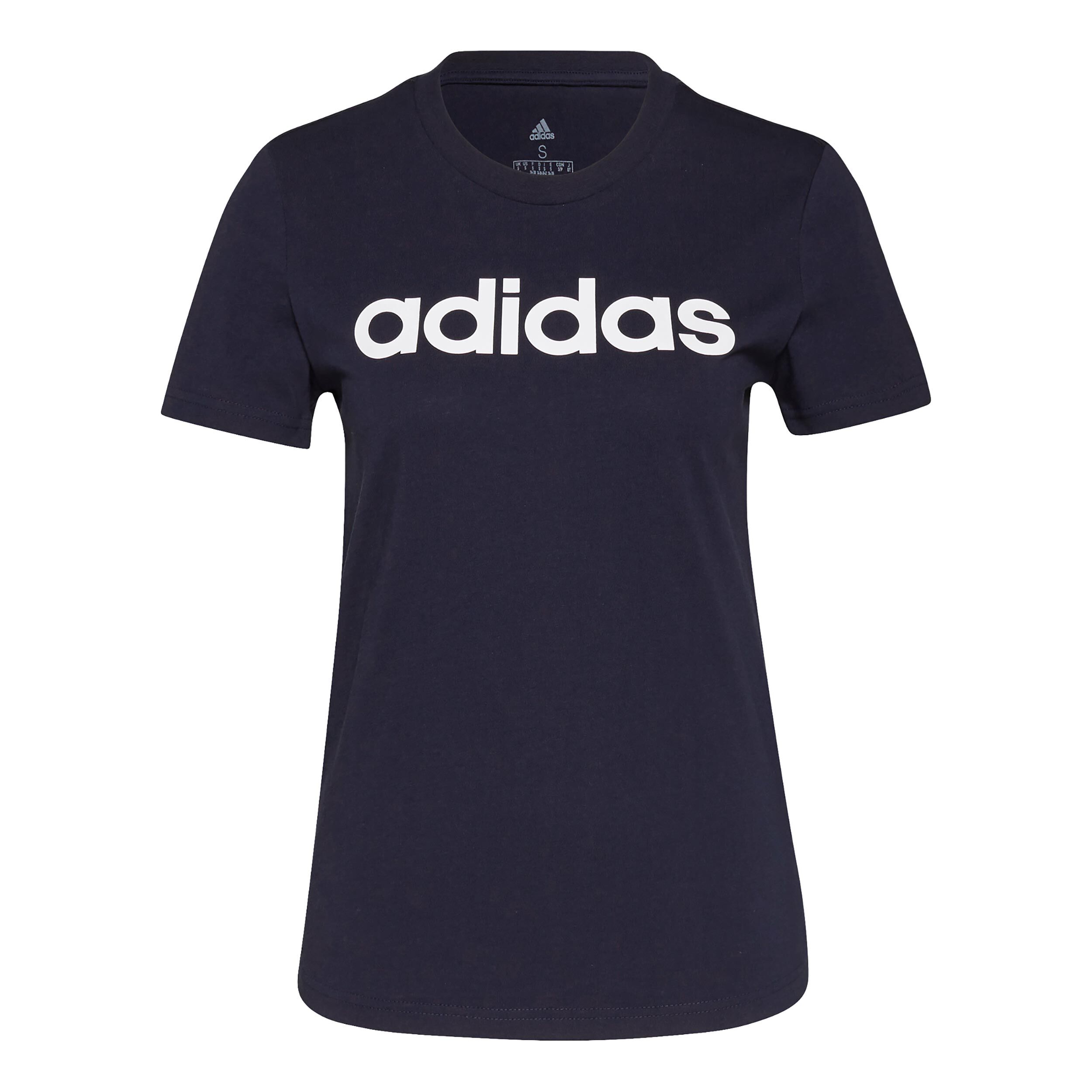 Linear T-Shirt Damen - Dunkelblau, Weiß