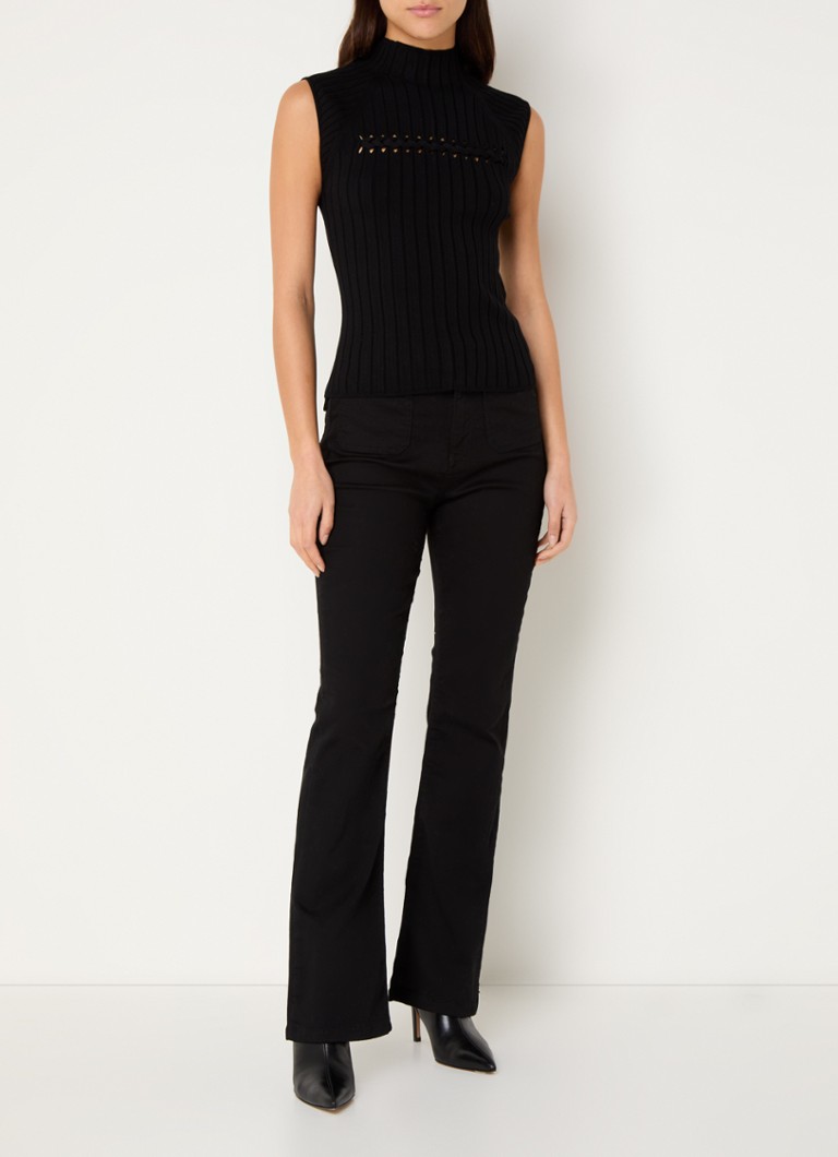 Blusa Liu Jo em malha canelada com detalhes vazados