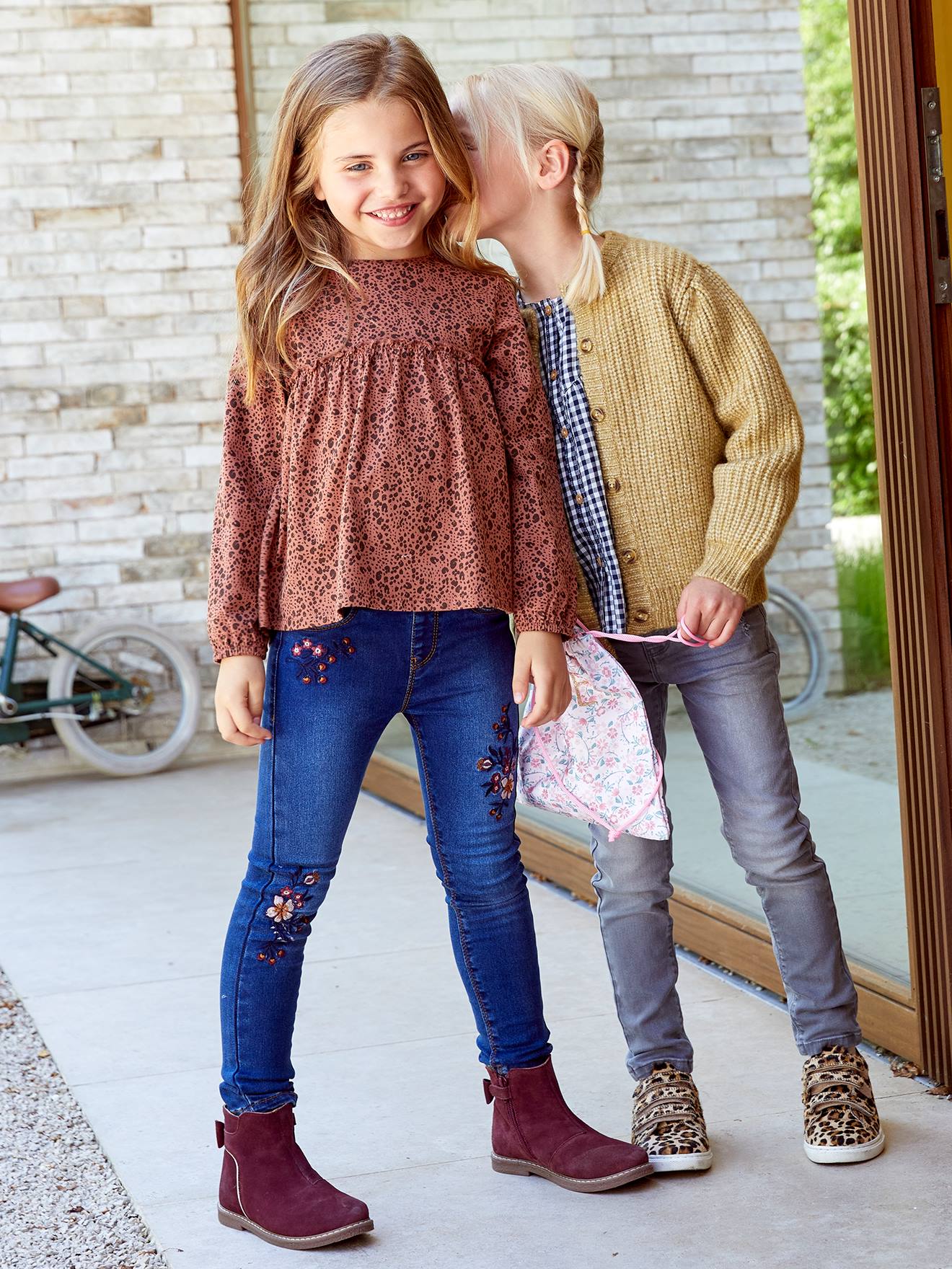 Vertbaudet Mädchen Blusenshirt mit Print Oeko-Tex - dunkelbraun