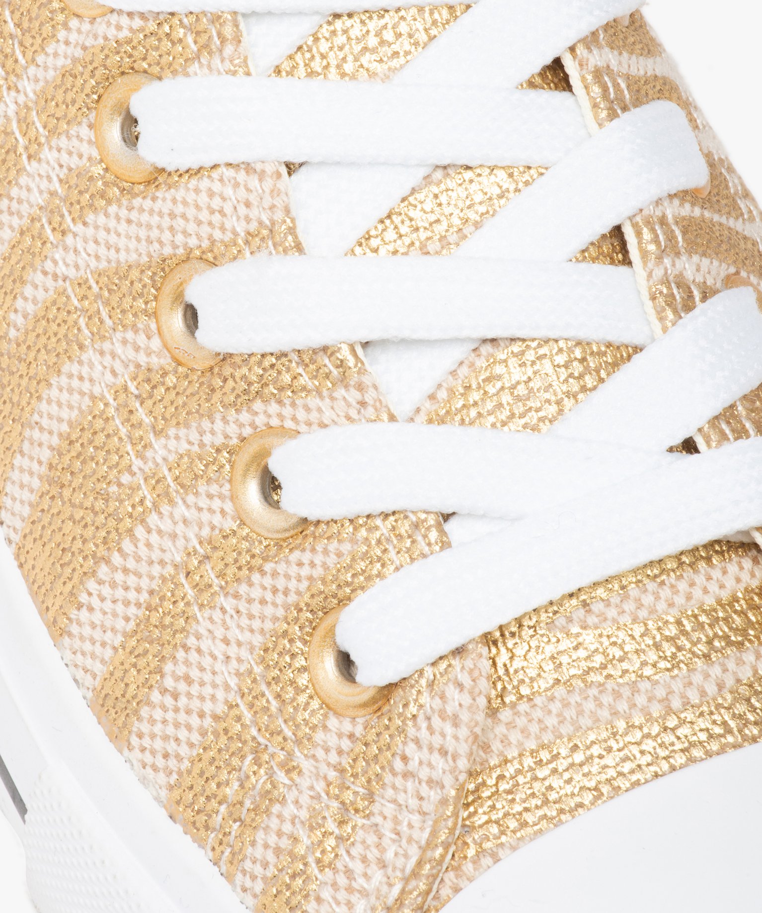 Baskets femme en toile à bout renforcé fermeture lacets or | GEMO