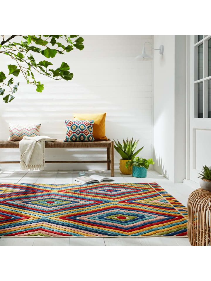 KADIMA DESIGN Multifunktionaler, geometrischer Outdoor-Teppich in Multicolor günstig kaufen