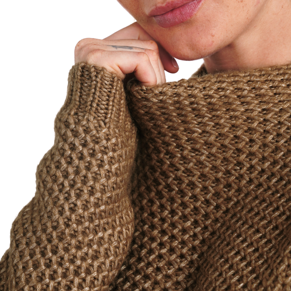 Damen Strickpullover mit Stehkragen
