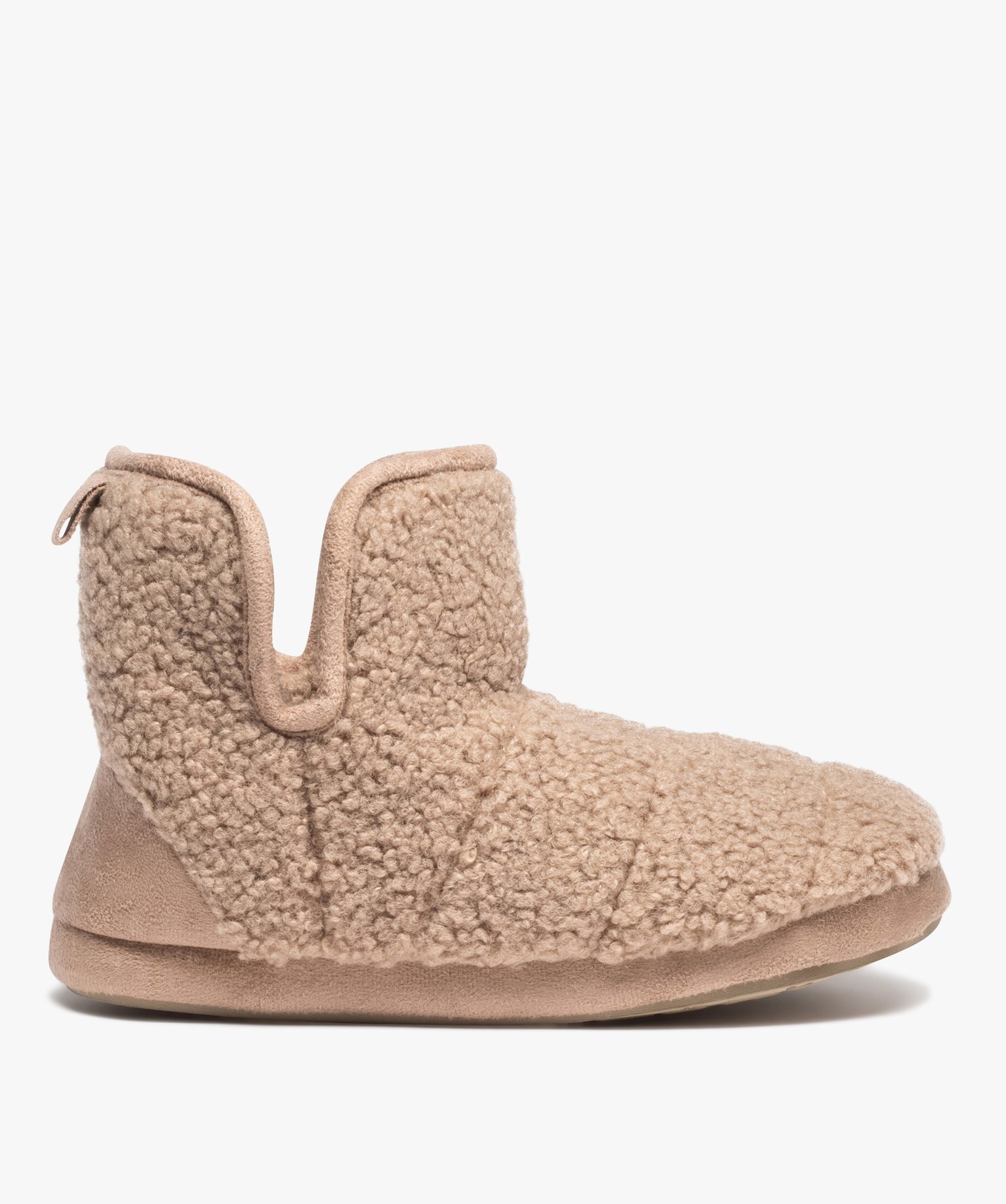 Chaussons boots femme en maille bouclette - Apollo beige | GEMO