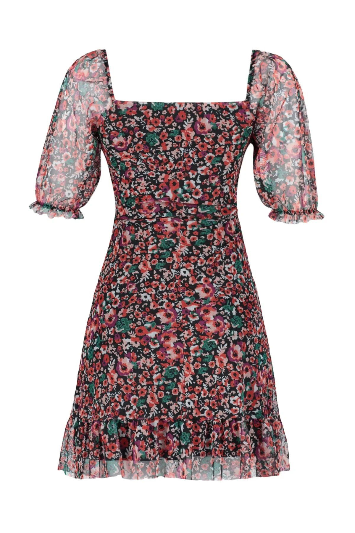 Trendyol Collection  Mehrfarbiges, rüschendetailliertes Tüll-Strickkleid