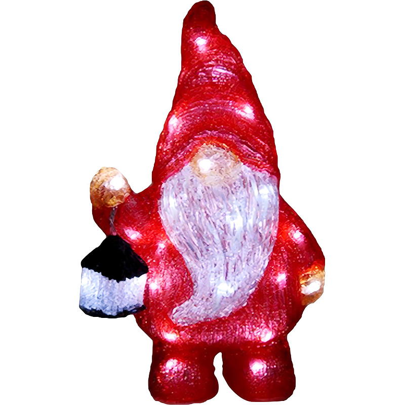 Home Julefigur utendørs med lys nisse m/lykt, 39 cm