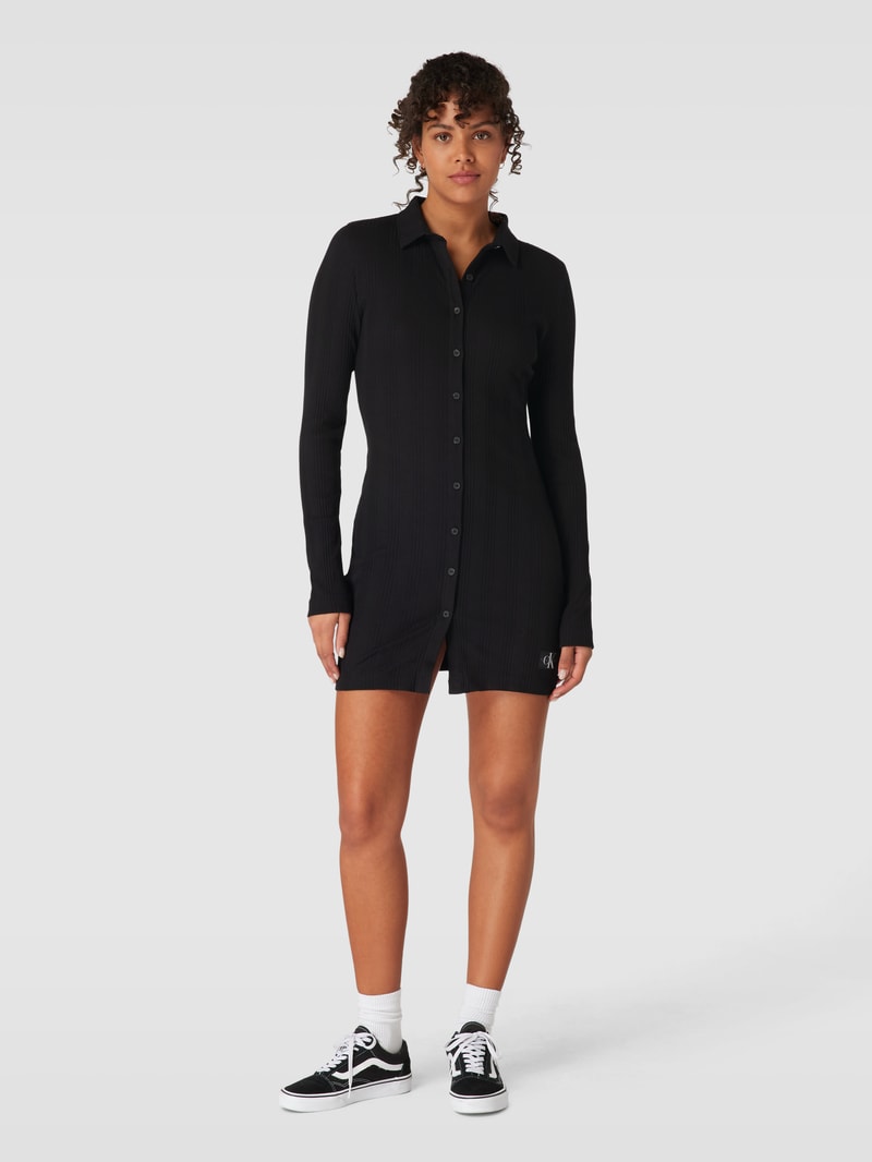 Minikleid mit Umlegekragen Modell 'BADGE' in black