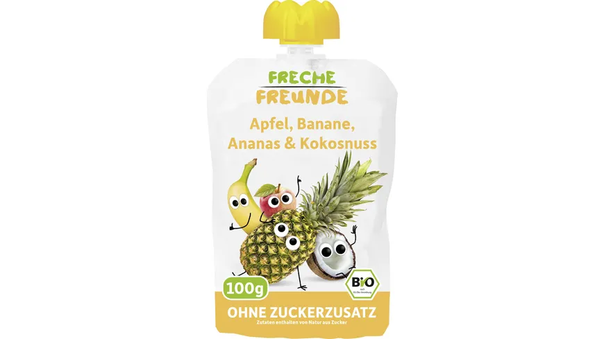 Freche Freunde Bio Quetschie 100% Apfel, Banane, Ananas & Kokosnuss 100 g