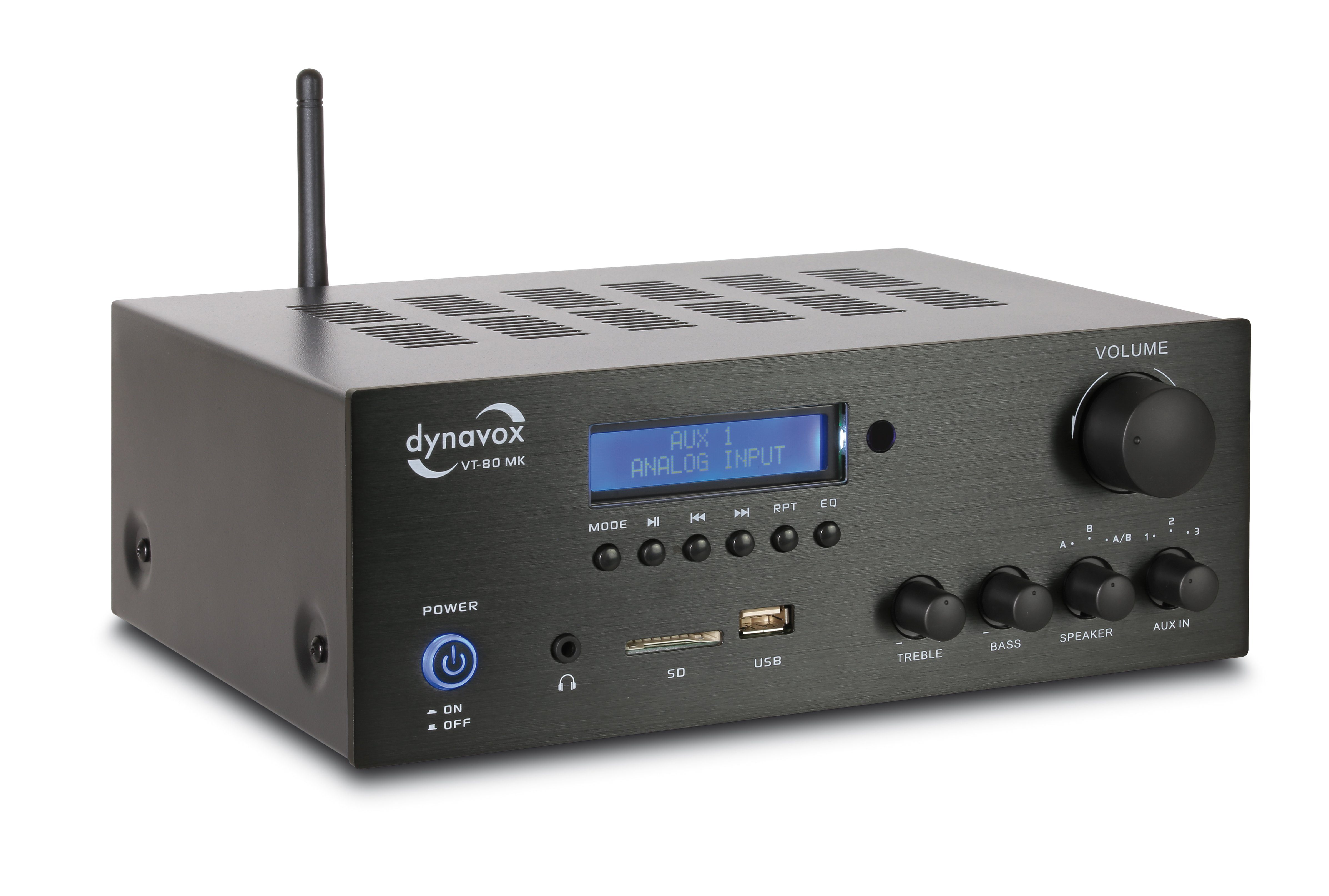 Dynavox VT-80 MK Vollverstärker (Anzahl Kanäle: 2, 160 W, 4 Lautsprecher-Anschlüsse, Ferbedienung für Digital-Eingänge, Bluetooth)