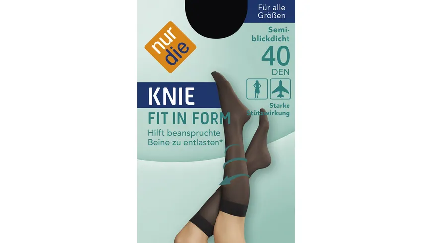 NUR DIE Damen Kniestrümpfe Fit in Form 40 DEN schwarz