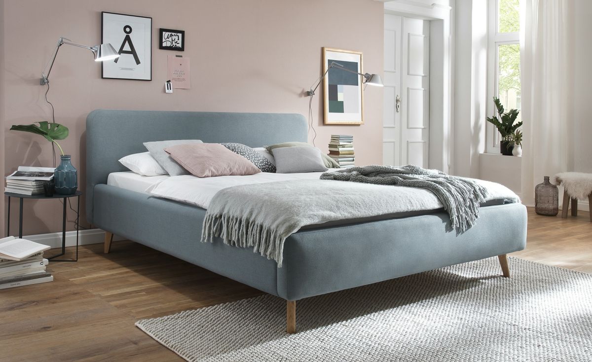 Meise Polsterbett Mattis Eisblau 140 x 200 cm