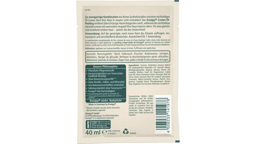 Kneipp Verwöhnendes Creme-Öl-Peeling 40 ml