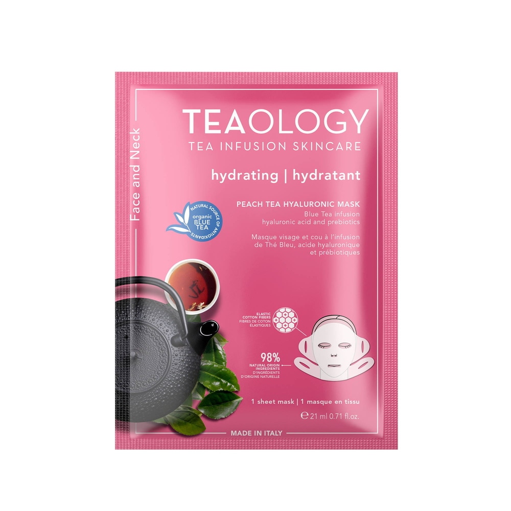 Teaology Peach Tea Hyaluronic Mask Masque visage et cou au Tè Bleu et Acide Hyaluronique