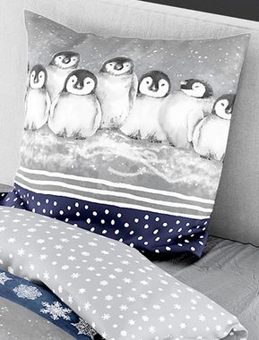 Bettwäsche Pinguine, BIERBAUM, Biber, 2 teilig, Biber, 100 % Baumwolle, mit Pinguinen, pflegeleicht