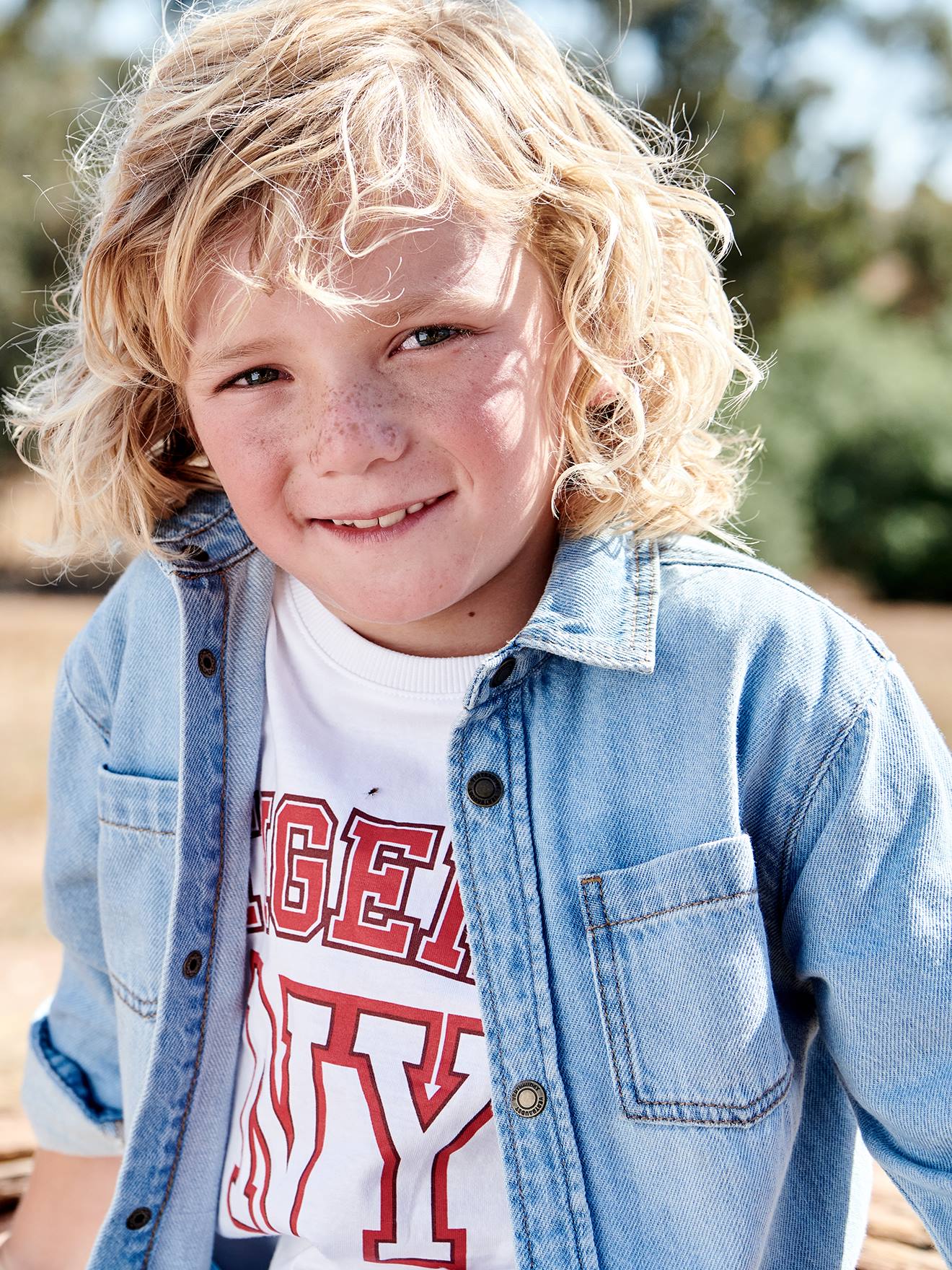 Chemise en jean garçon stone