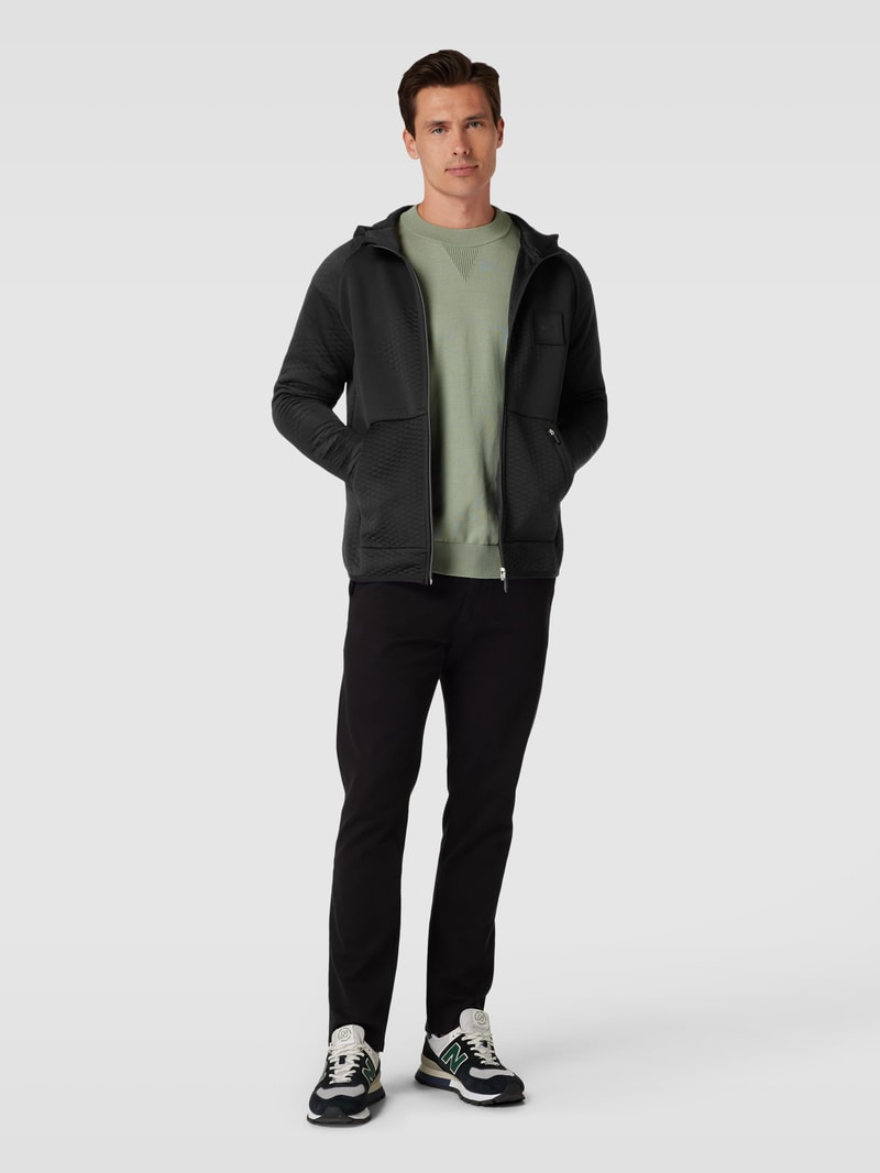 Sweatjacke mit Strukturmuster Modell 'Savion' in schwarz