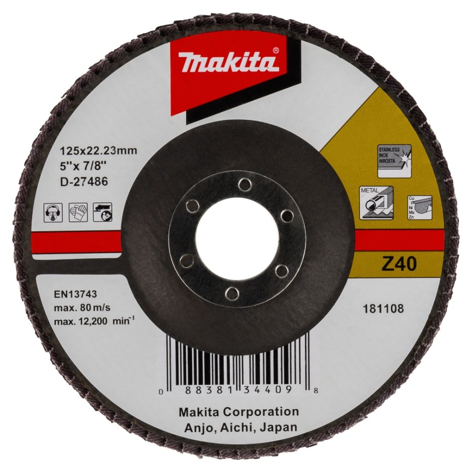 Makita Tillbehör D-27486 Lamellslipskiva 125x22 K40