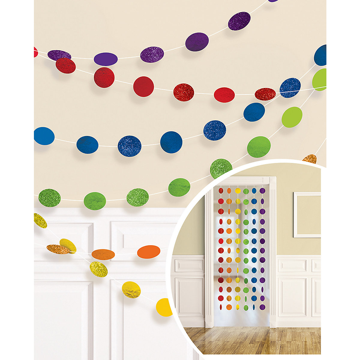 Deko-Hänger Glitzer Regenbogen, 6 Stück