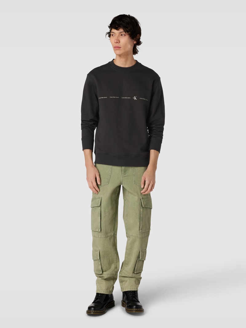 Sweatshirt mit Logo-Print Modell 'REPEAT' in black