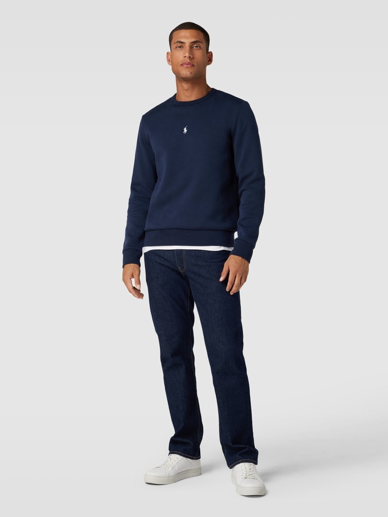 Sweatshirt mit Logo-Stitching in marineblau