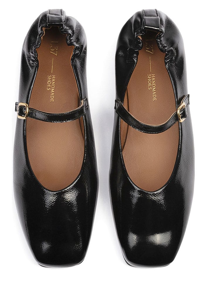 loft37 Leder-Spangenballerinas in Schwarz günstig kaufen