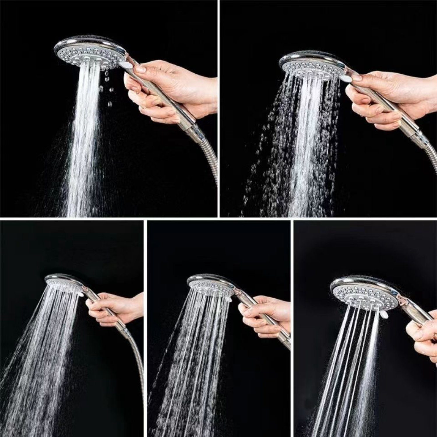 Devenirriche Solardusche Duschkopf, Handbrause 5 Strahlarten Handhled Duschkopf Wassersparend