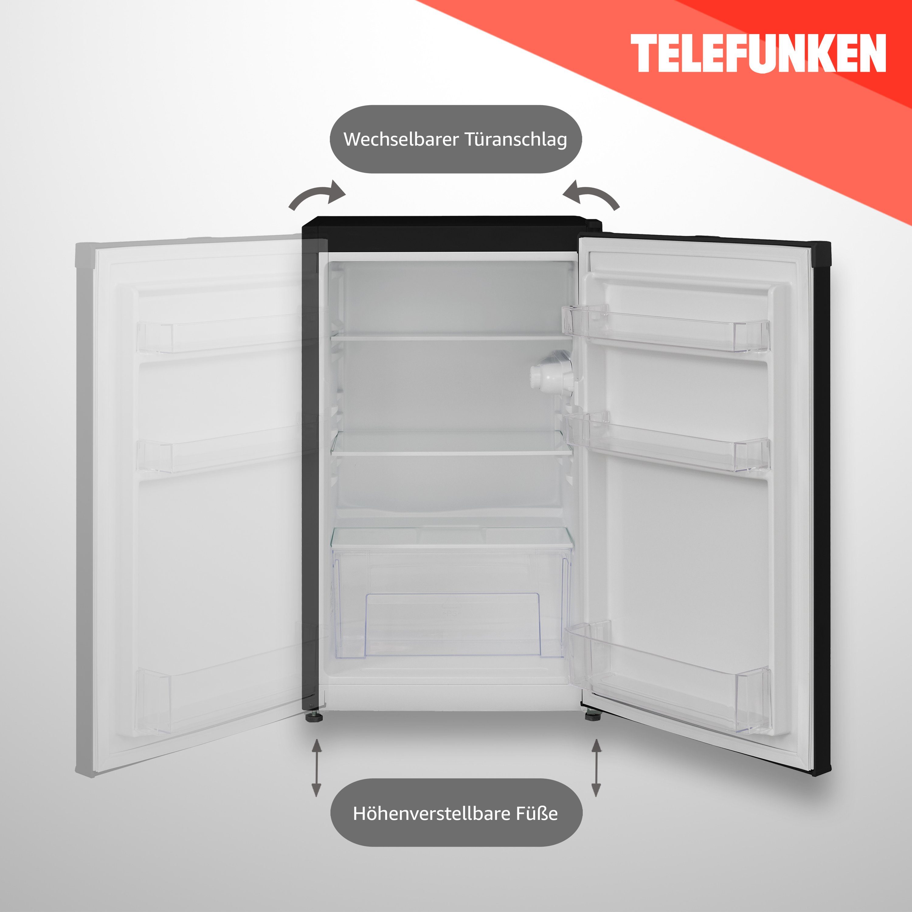 Telefunken Kühlschrank CF-31-121-B, 82.1 cm hoch, 48 cm breit, Ohne Gefrierfach, Freistehend, 90 Liter Nutzinhalt, Klein, Schwarz