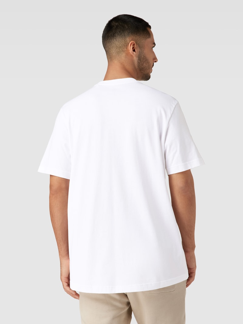 T-Shirt mit Rundhalsausschnitt und Label-Stitching in weiß